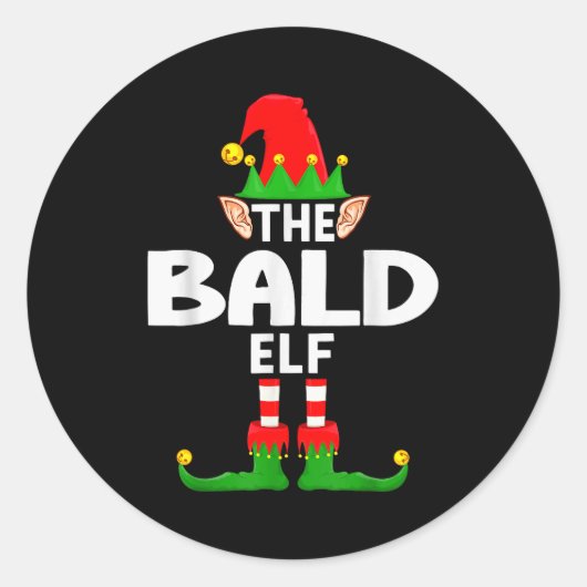 The Bald Elf Family Christmas Pajama Party Ronde Sticker (Voorkant)