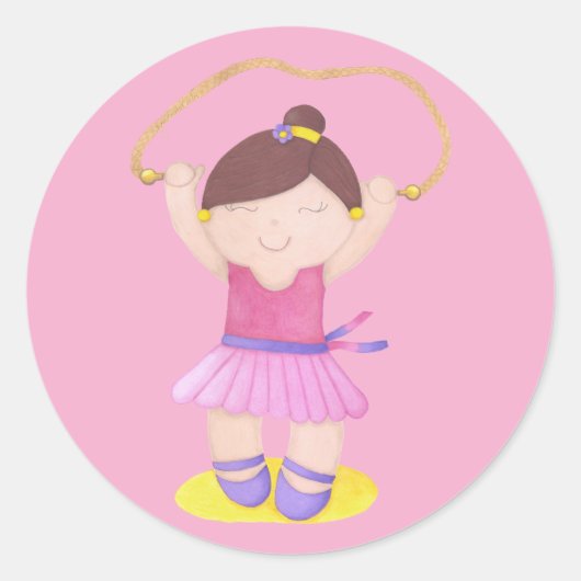 The Ballerina Jumping Rope Ronde Sticker (Voorkant)