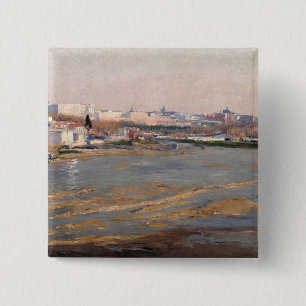 The Banks of the River Manzanares, 1912 (olie op c Vierkante Button 5,1 Cm