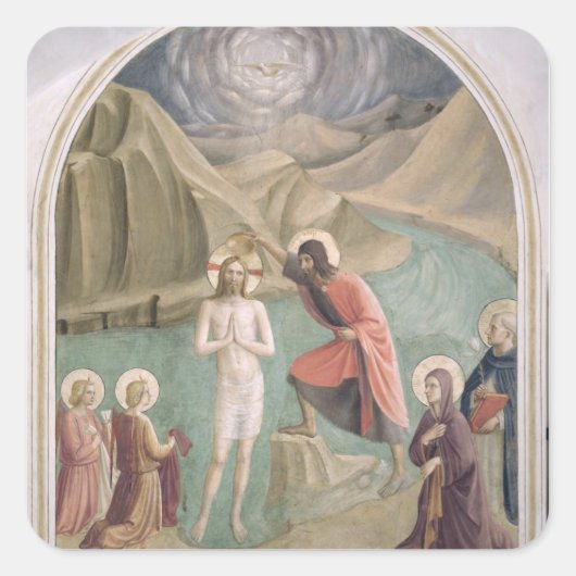 The Baptism of Christus, c.1438-45 (fresco) Vierkante Sticker (Voorkant)