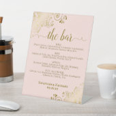 The Bar Blush Roze & Goud Posh Drinken Menu Huweli Reclamebord Met Voetstuk (Insitu)