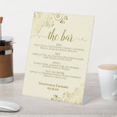 The Bar - Elegant Gold & Cream Drinken Menu Trouwe Reclamebord Met Voetstuk (Insitu)