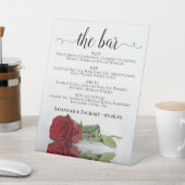 The Bar - Elegante rode roos Drinken Menu Bruiloft Reclamebord Met Voetstuk (Insitu)