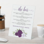 The Bar - Paarse Boho Rozen Drinken Menu Trouwen Reclamebord Met Voetstuk (Insitu)