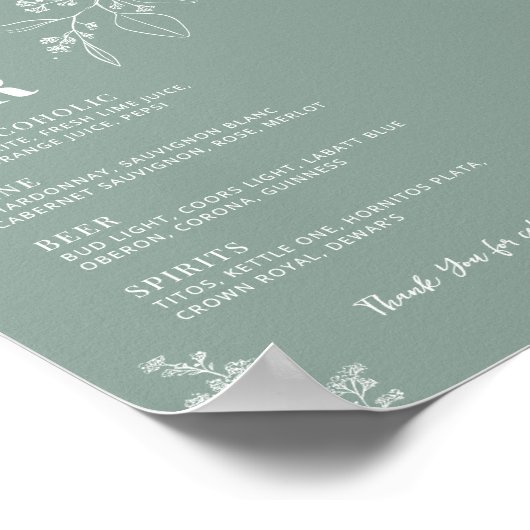 The Bar Sage Green Wedding Sign Poster (Hoek)