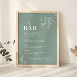 The Bar Sage Green Wedding Sign Poster