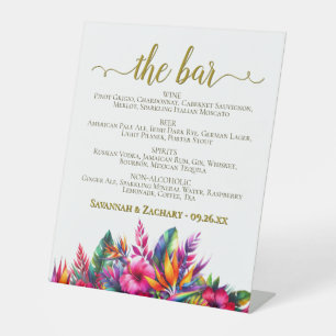 The Bar - Tropical Garden Drink Menu Trouwen Reclamebord Met Voetstuk