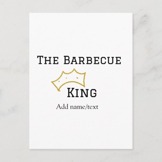 The Barbecue king crownadd name text cooking best  Briefkaart (Voorkant)