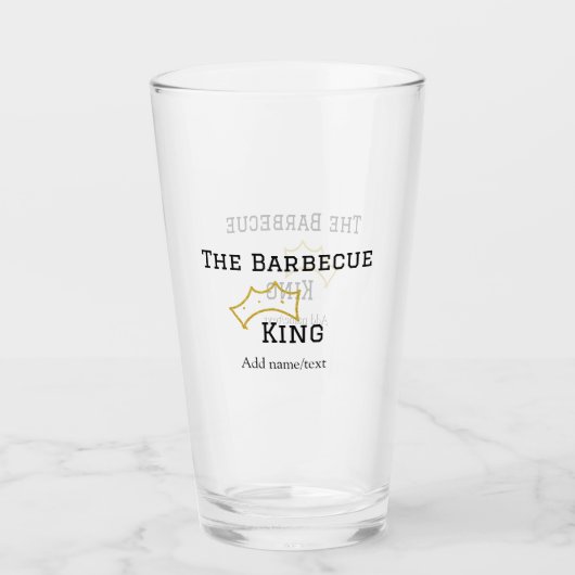 The Barbecue king crownadd name text cooking best Glas (Voorkant)