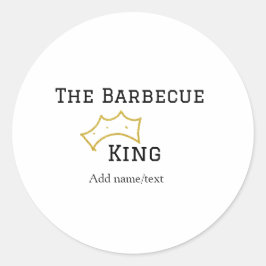 The Barbecue king crownadd name text cooking best  Ronde Sticker