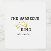 The Barbecue king crownadd name text cooking best  Wijn Etiket (Enkel label)