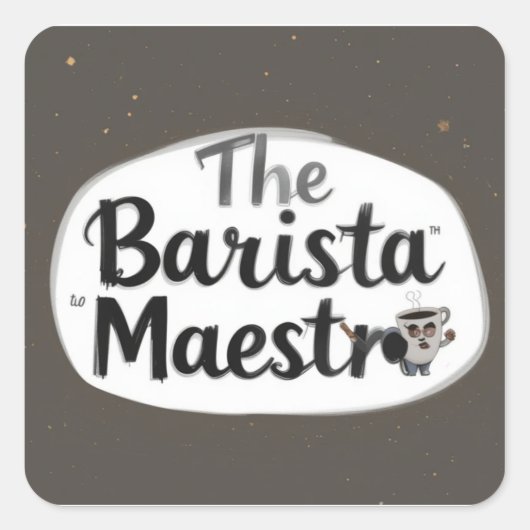 The Barista Maestro Vierkante Sticker (Voorkant)
