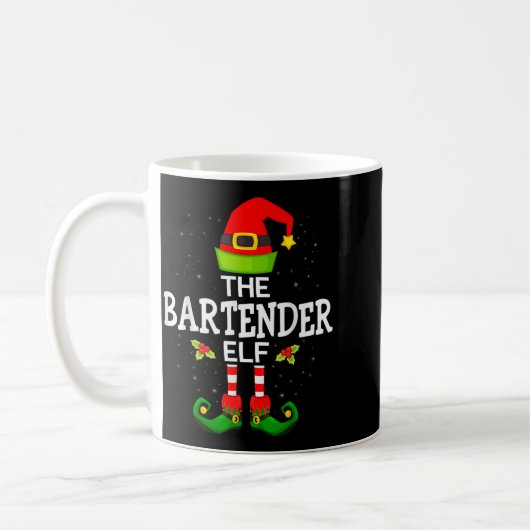 The Bartender Elf Christmas Family Matching Pajama Koffiemok (Links)