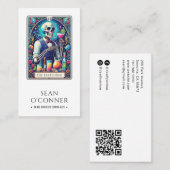 The Bartender Tarot Skeleton QR Visitekaartje (Voorkant / Achterkant)