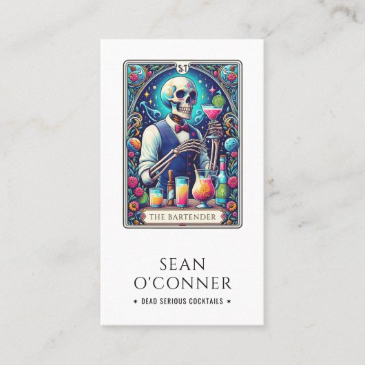 The Bartender Tarot Skeleton QR Visitekaartje (Voorkant)
