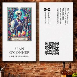 The Bartender Tarot Skeleton QR Visitekaartje