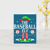 The Baseball Elf Funny Christmas Srt Lovers Xmas E Kaart (Gele Bloem)