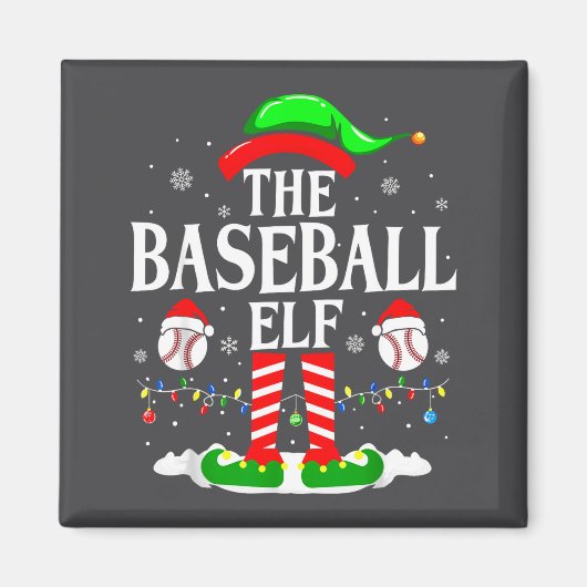 The Baseball Elf Funny Christmas Srt Lovers Xmas E Magneet (Voorkant)
