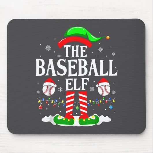 The Baseball Elf Funny Christmas Srt Lovers Xmas E Muismat (Voorkant)