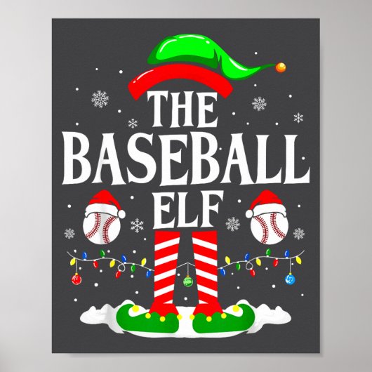 The Baseball Elf Funny Christmas Srt Lovers Xmas E Poster (Voorkant)