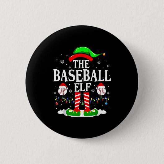 The Baseball Elf Funny Christmas Srt Lovers Xmas E Ronde Button 5,7 Cm (Voorkant)