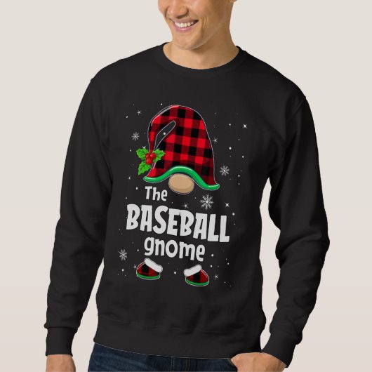 The Baseball Gnome Buffalo Plaid Christmas Matchin Trui (Voorkant)