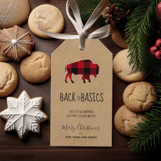 The Basics Buffalo Black and Red Plaid/Kraft ID602 Cadeaulabel
