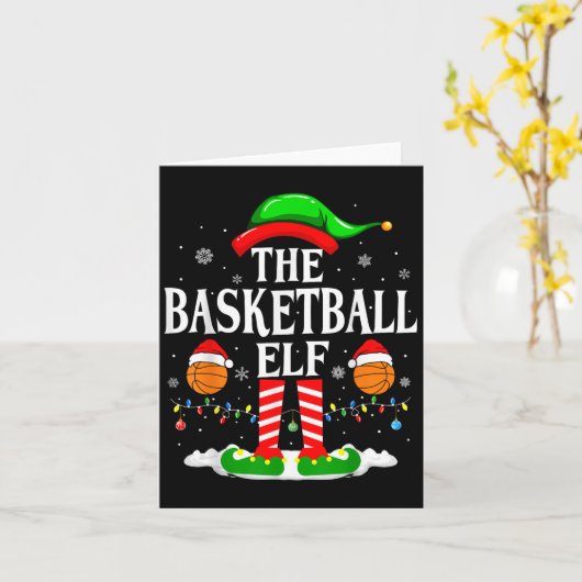 The Basketball Elf Bball Xmas Basketball Christmas Kaart (Gele Bloem)