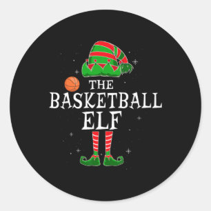The Basketball Elf Group Matching Family Kerstmis Ronde Sticker