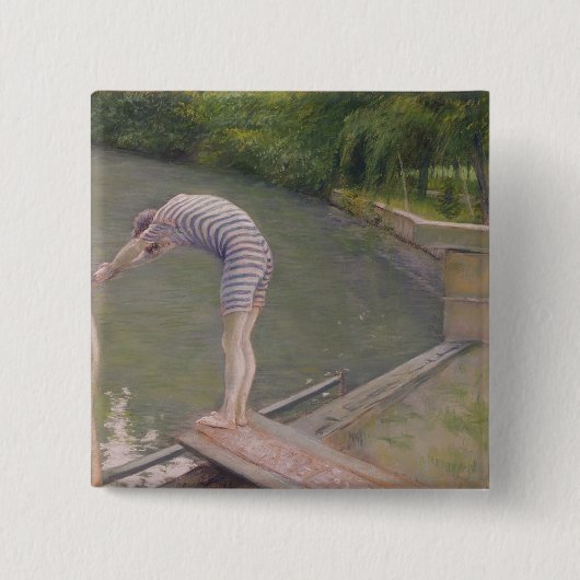 The Bather, of The Diver, 1877 Vierkante Button 5,1 Cm (Voorkant)