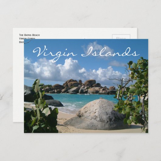 The Baths Beach, Britse Maagdeneilanden Briefkaart (Voorkant / Achterkant)