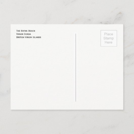 The Baths Beach, Britse Maagdeneilanden Briefkaart (Achterkant)