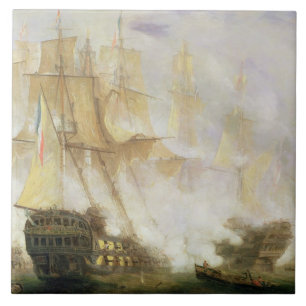 The Battle of Trafalgar, c.1841 (olie op canvas) Tegeltje