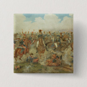 The Battle of Waterloo, 18 juni 1815 (w/c op pap) Vierkante Button 5,1 Cm