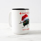 The Bayou Fly says Happy Holidays  Tweekleurige Koffiemok (Voorkant links)