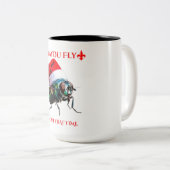 The Bayou Fly says Happy Holidays  Tweekleurige Koffiemok (Voorkant rechts)