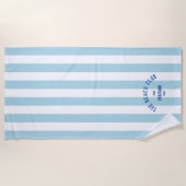 The Beach Club Blue Crest Bleek Blue Cabana Stripe Strandlaken (Voorkant)