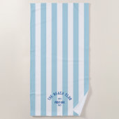 The Beach Club Blue Crest Bleek Blue Cabana Stripe Strandlaken (Voorkant)