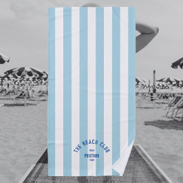 The Beach Club Blue Crest Bleek Blue Cabana Stripe Strandlaken