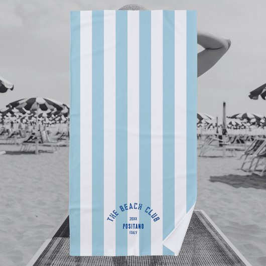 The Beach Club Blue Crest Bleek Blue Cabana Stripe Strandlaken