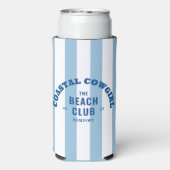 The Beach Club Coastal Cowgirl Blue Cabana Stripe Seltzer Blikjeskoeler (Seltzer Achterkant)