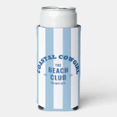 The Beach Club Coastal Cowgirl Blue Cabana Stripe Seltzer Blikjeskoeler (Seltzer Voorkant)