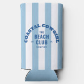 The Beach Club Coastal Cowgirl Blue Cabana Stripe Seltzer Blikjeskoeler (Achterkant)