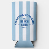 The Beach Club Coastal Cowgirl Blue Cabana Stripe Seltzer Blikjeskoeler (Voorkant)