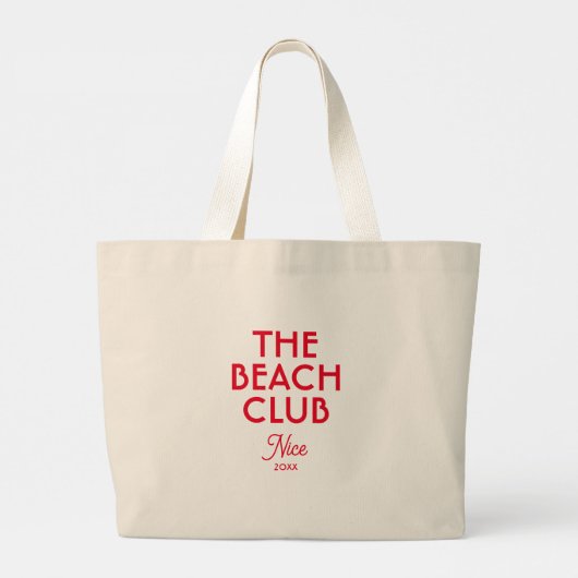 The Beach Club Franse Rode Aangepaste Bestemming Grote Tote Bag (Achterkant)