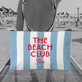 The Beach Club Franse rode blauwe Cabana Stripe Etui