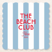 The Beach Club Franse rode blauwe Cabana Stripe Kartonnen Onderzetters (Voorkant)