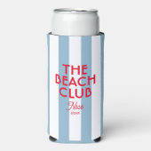 The Beach Club Franse rode blauwe Cabana Stripe Seltzer Blikjeskoeler (Seltzer Voorkant)