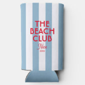 The Beach Club Franse rode blauwe Cabana Stripe Seltzer Blikjeskoeler (Achterkant)