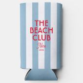 The Beach Club Franse rode blauwe Cabana Stripe Seltzer Blikjeskoeler (Voorkant)